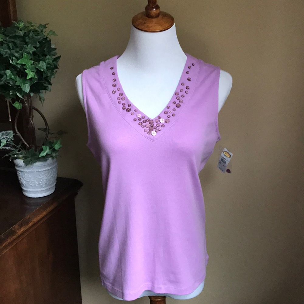 NWT Talbots Petites Lilac tank with sequins